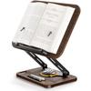 Регулируемая подставка для книг и держатель для книг с вращением на 360°, регулируемая по высоте подставка для чтения с выдвижными зажимами для страниц и мини-отсеком для хранения