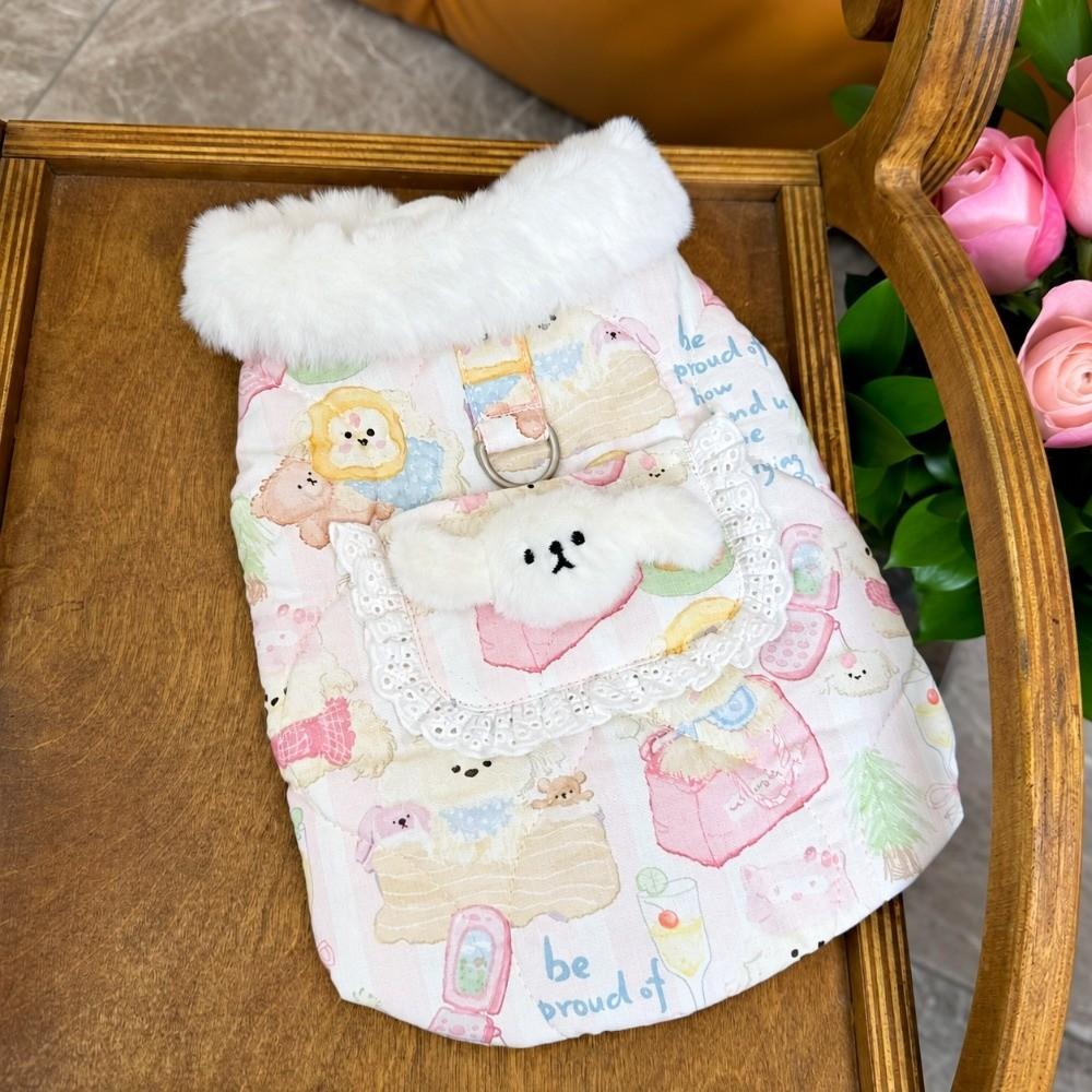 Thickened Dog Vest Winter Dog Bodysuit Cute Dog Cotton Coat For Small Dogs Cats
