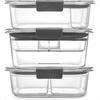 Rubbermaid Brilliance BPAFree 3 Set Food Storage Containers with Lids Removable Trays Airtight LeakProof Ideal for Meal Prep Lu
