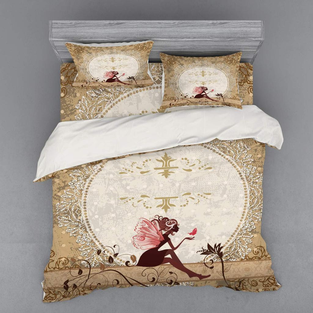 Fairy Duvet Cover Set For Girls Queen Twin Size Lightweight Down Quilt Covers Bedroom Decor 2 Pillowcases 1 Duvet Cover No Quilt