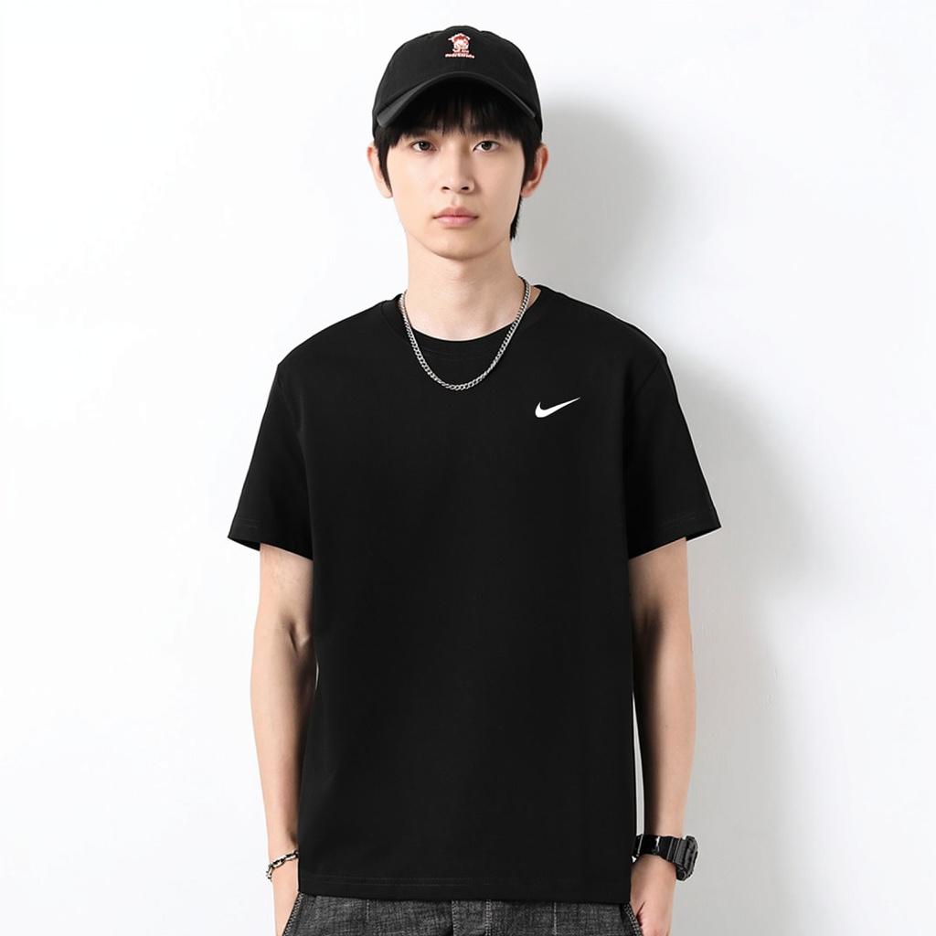 Nike Футболка Dri-FIT Crew Solid с круглым вырезом и коротким рукавом с принтом для тренировок, мужские топы, черная AR6030-010