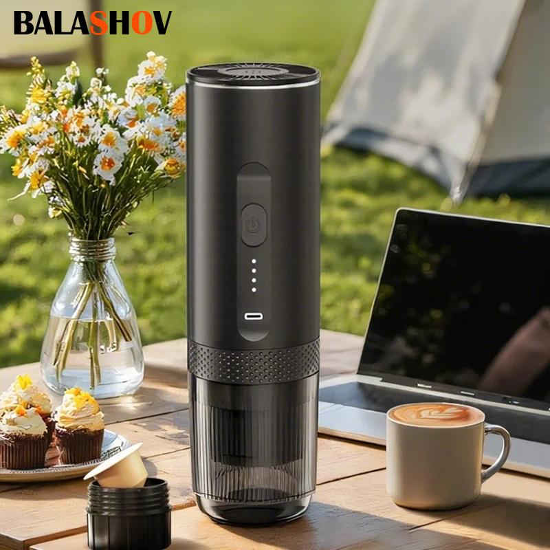 Беспроводная электрическая эспрессо-кофемашина для автомобиля и дома, кемпинга, портативная кофеварка 2-в-1 для капсул и молотого кофе, дорожная кофеварка