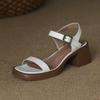 Fashion 2025 Summer Women Sandals High Heels Basic Genuine Leather Concise Office Plus Size 35-42 Ladies Casual Outdoor Shoes