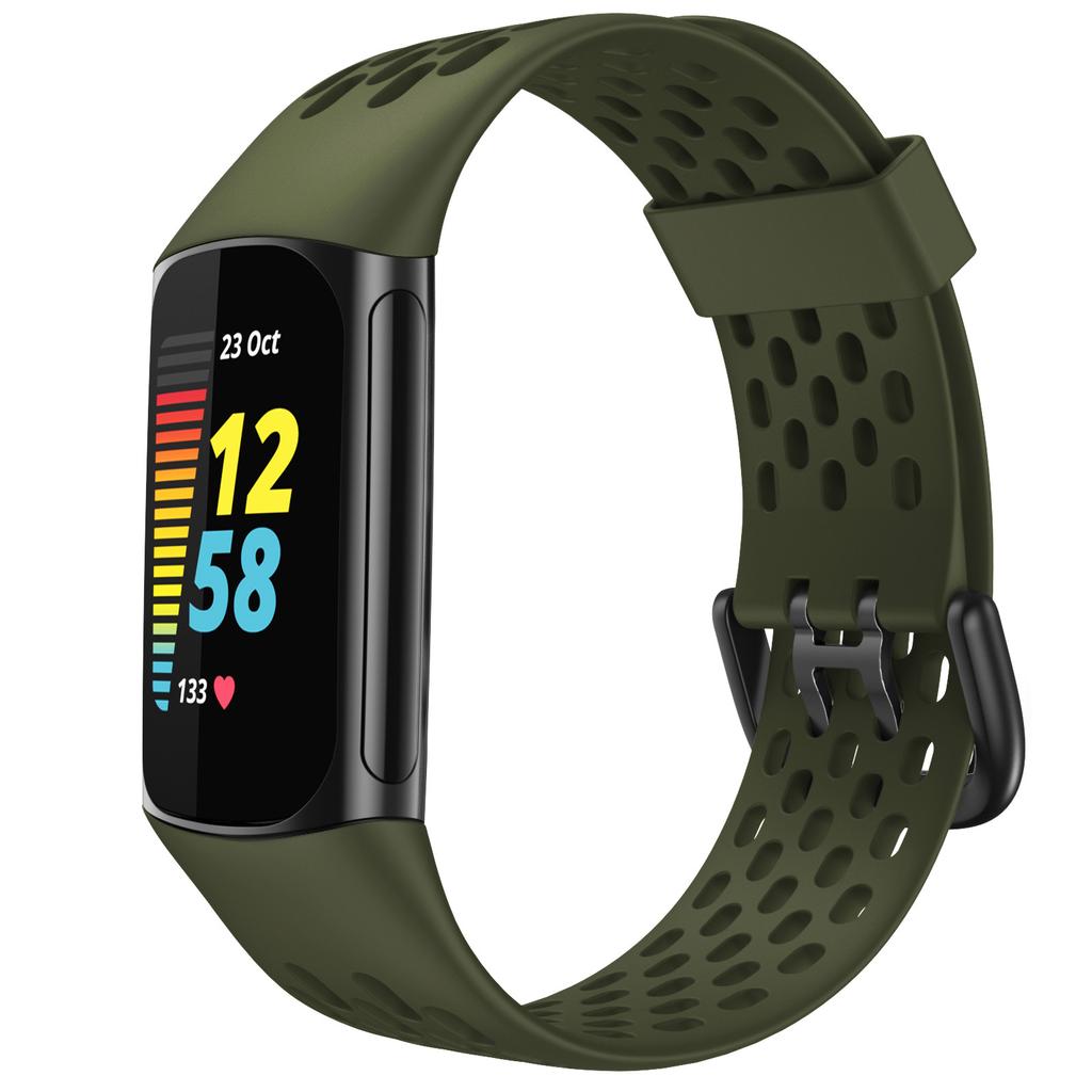 For Charge 5 Strap Silicone Wristband Fitness Sports Breathable Replacement Wrist Band Watchstrap