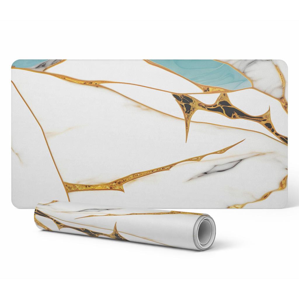 Anti-Slip Protective Desk Mat with Graphic Marble Patterns 90x45 cm
