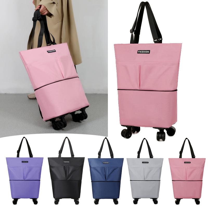 Новая вместительная дорожная сумка на колесах с поворотом на 360 градусов, сумка для продуктов, сумка на колесиках с выдвижной ручкой и колесами