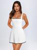 French Style Lace Trim Color Block Dress With Knit Fabric For Elegant Evening Wear