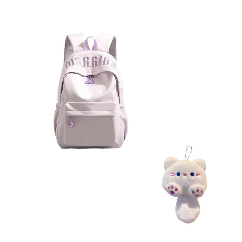 Warrior Simple Backpack Solid Color Embroidery Trendy High-Value College Style Casual Travel Lightweight Versatile Backpack Oxford Cloth IA620B06009PU