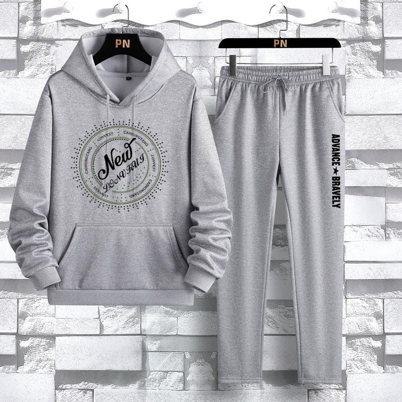 Мужской свитер с капюшоном, состоящий из двух частей, флисовый утеплитель, повседневный спортивный комплект с длинными рукавами, мужской комплект