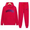 Mens Casual Hooded Sweatshirt Set With Graphic Print Long Sleeve Top Pants Outfit