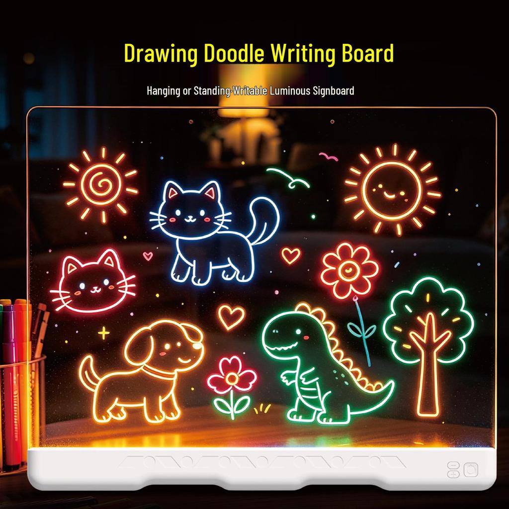 Children's LED Erasable Drawing Board - Fluorescent Doodle & Writing Toy