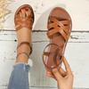 Foreign Trade Large Size 2025 Summer New Cross-strap Fashionable Flat-bottomed Beach Sandals European and American Style Women's Shoes