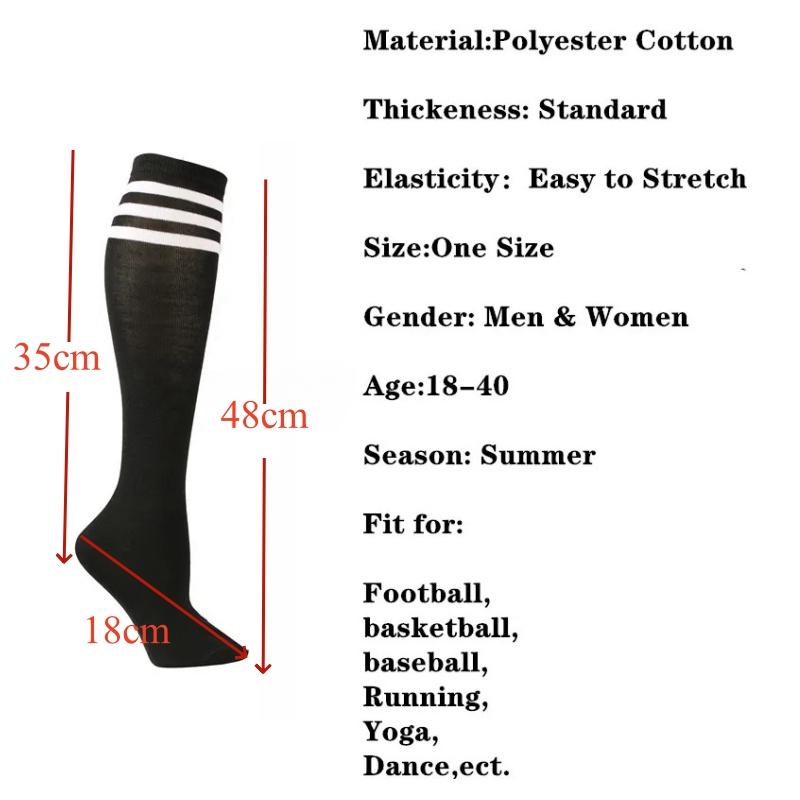 Women's Knee High Cotton Socks Streewear Harajuku Cheerleaders Black White Three-Line Striped Running Sports Socks