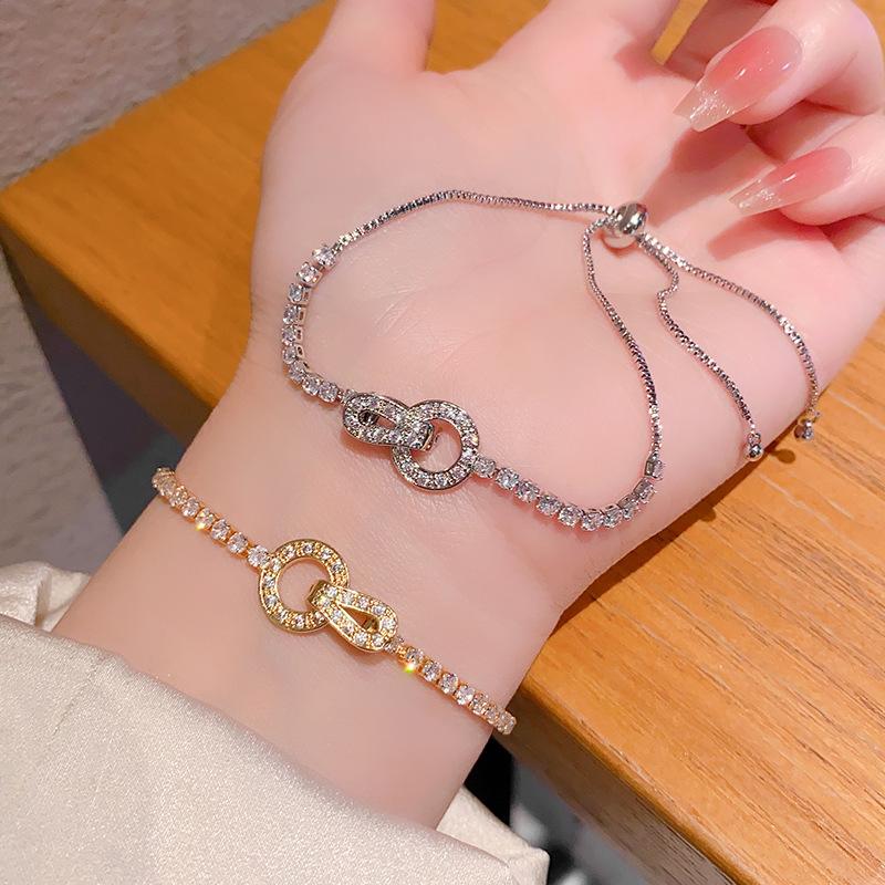 New Korean Round Package Zircon Bracelet for Women, Fashionable and Versatile, Light Luxury Bracelet
