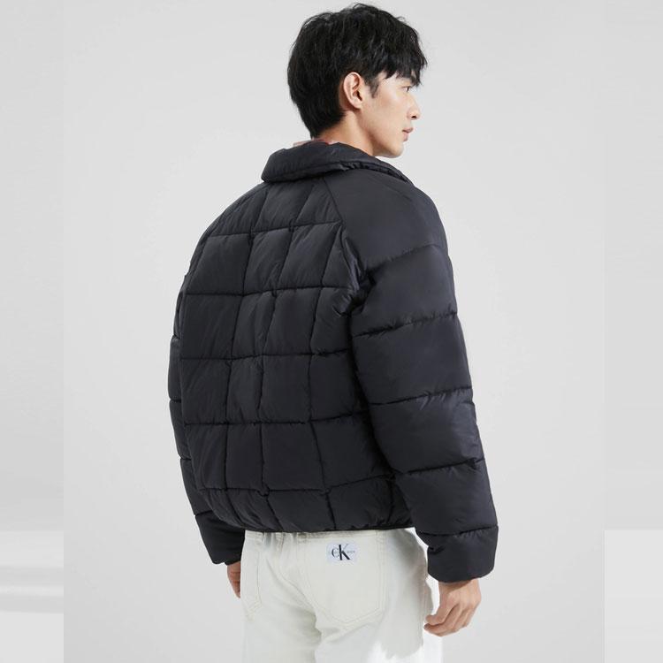 Calvin Klein Повседневная куртка для поездок на работу с принтом в клетку, стеганая, с воротником на пуговицах, мужская, куртки, космически-черный, J324058BEH