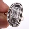 Natural Black Rutile Gemstone Handmade 925 Solid Sterling Silver Ring S.8 p1A49