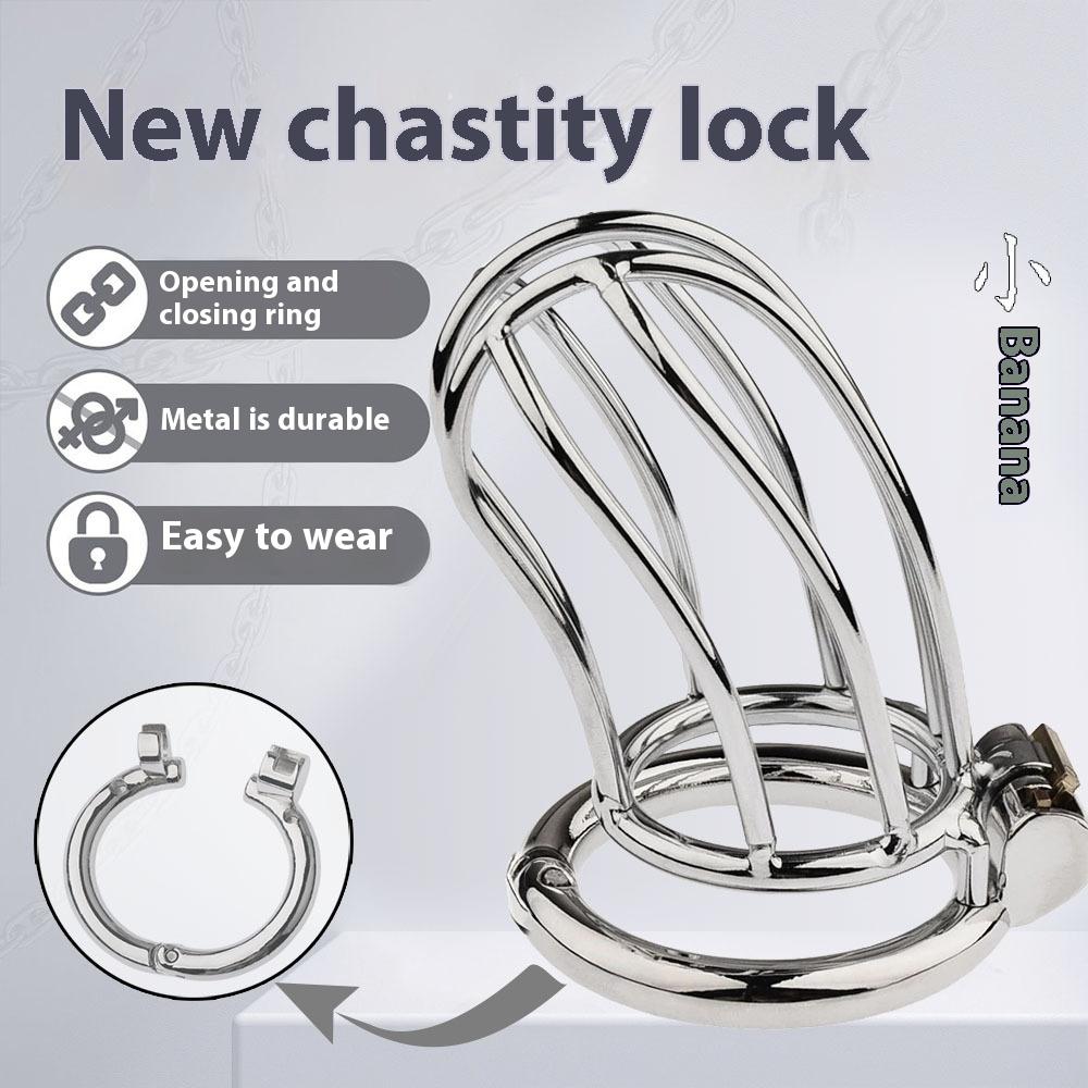 New Male Chastity Device Flat Cat Claw Stainless Steel Chastity Lock Cock Cage Open and Close Rings Sexy Toy for Men Gay Couple