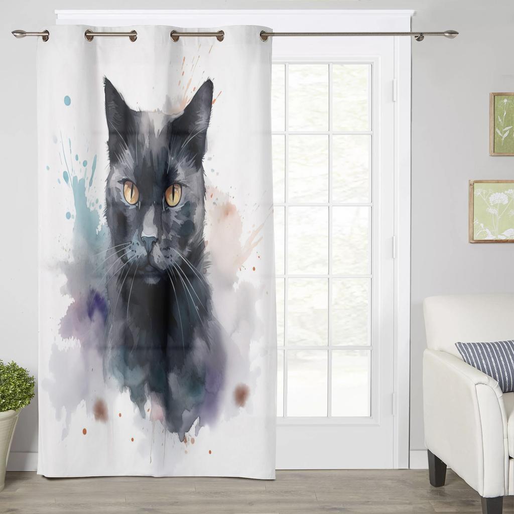 Watercolor Flowers Leaves Vintage Window Curtains for Living Room Luxury Bedroom Curtain Kitchen Blinds Drapes Curtains