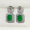 Huitan New Trendy Green Dangle Earrings Square Cubic Zirconia Fashion Elegant Lady's Earrings Wedding Party Women Luxury Jewelry