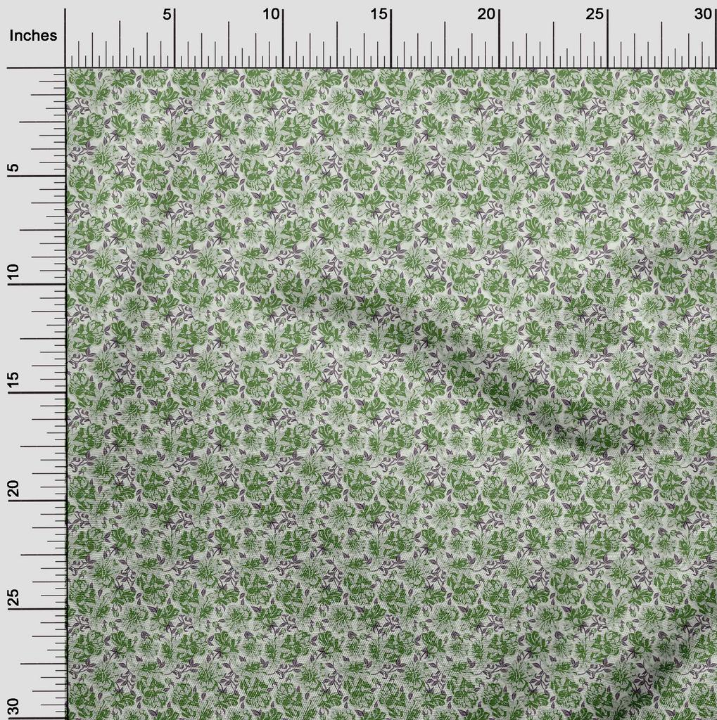 oneOone Cotton Flex Green Fabric Florals Craft Projects Decor Fabric Printed By The Yard 40 Inch