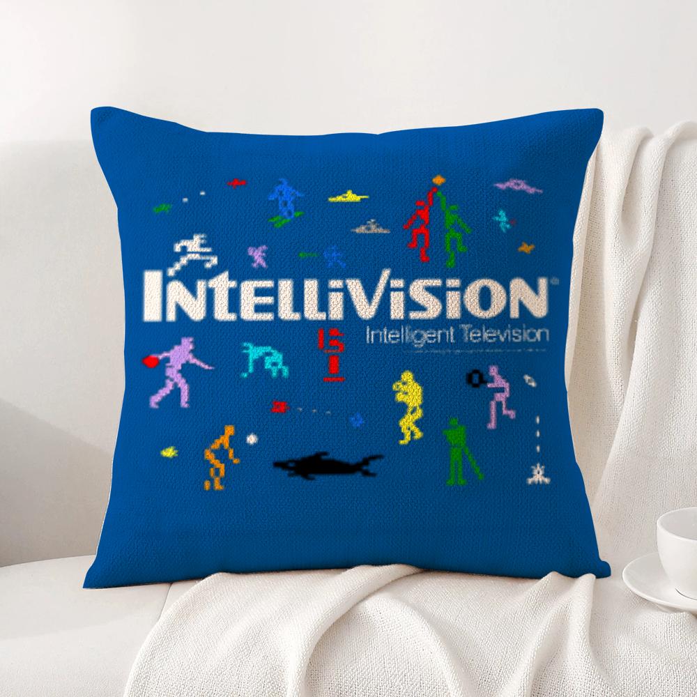 Модная наволочка I-Intellivision из натурального льна, органической ткани, с двусторонней печатью, для дивана, домашнего декора, подарок