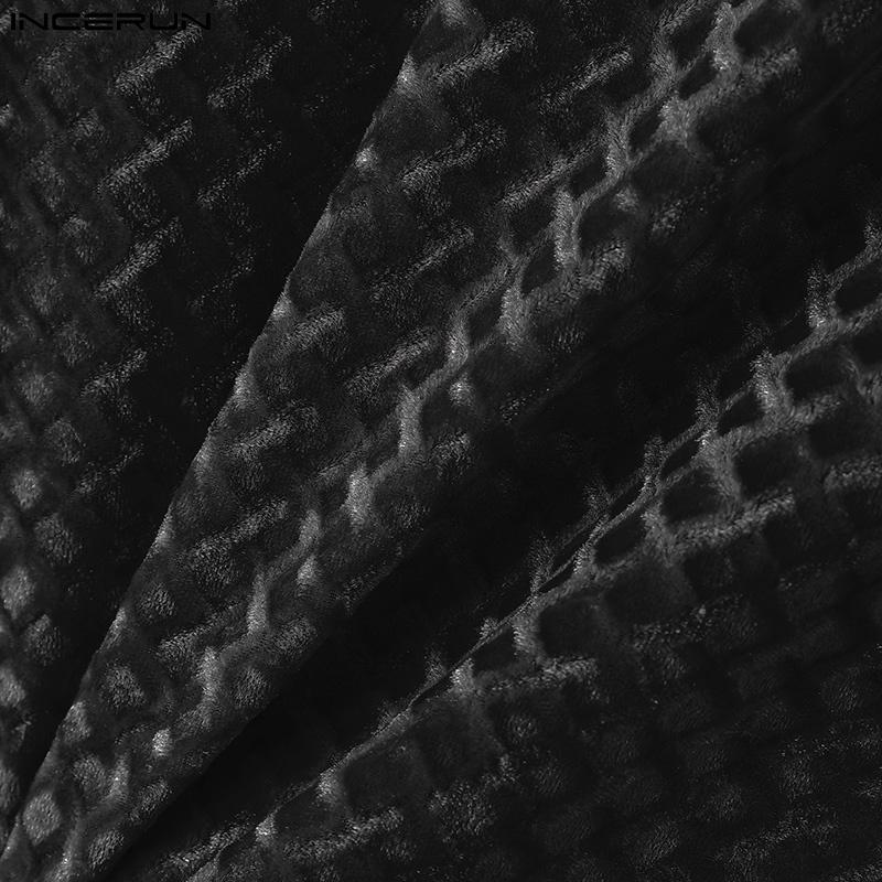 INCERUN Мужские летние футболки с коротким рукавом и текстурой, повседневные топы с круглым вырезом