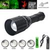 White/XPE Green/Red/IR Flashlight Led Tactical Night Hunting Flashlight Torch Weapon Gun Light+Remote Switch+18650+USB Charger