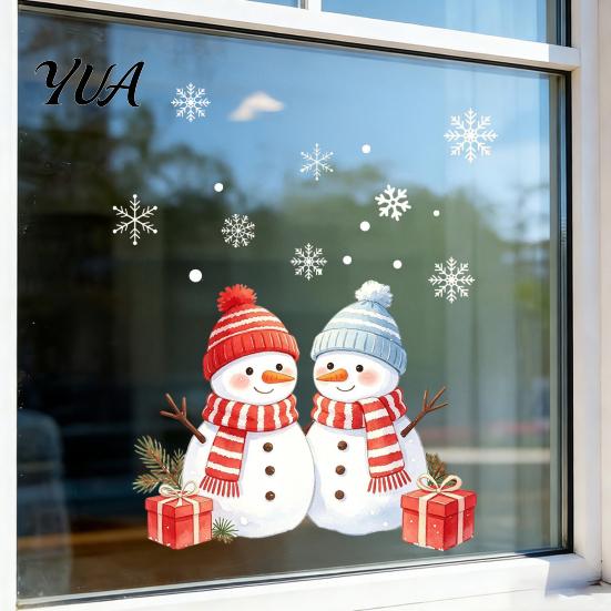Holiday Atmosphere Home Accents Christmas Snowman Static Glass Sticker, PVC Waterproof Window Decals for Winter Wonderland Art Decoration,