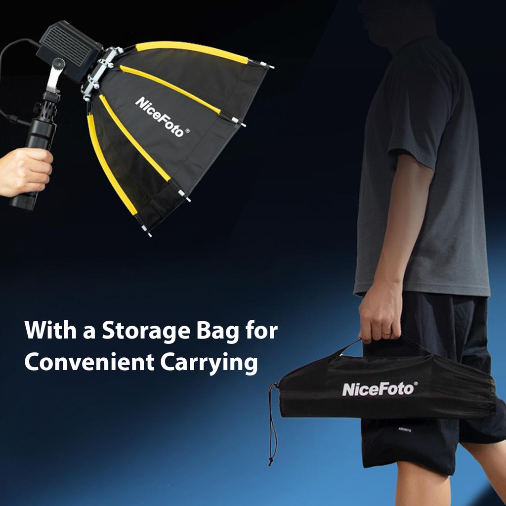 NiceFoto mini-50g 50 см/20 дюймов Мини восьмиугольный софтбокс со съемной рассеивающей тканью и сотовой решеткой