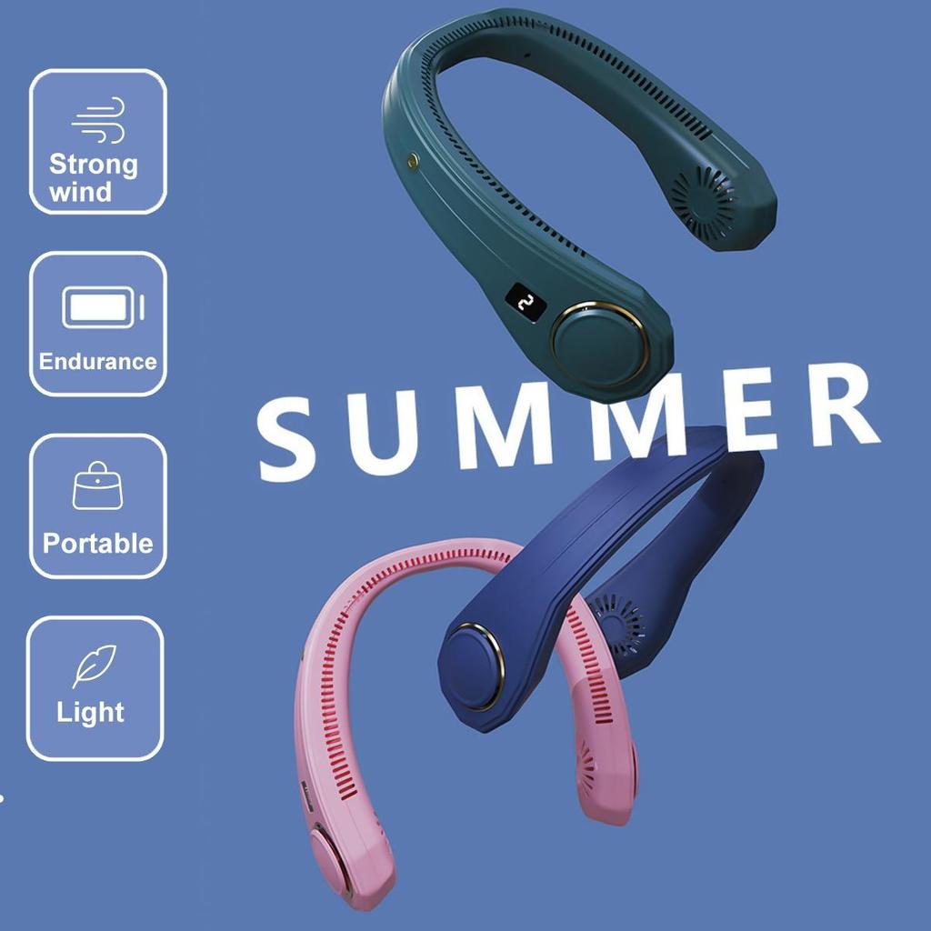 3 шестерни подвесной двойной охлаждающий вентилятор для шеи Mini USB портативный перезаряжаемый тихий вентилятор для путешествий на открытом воздухе в помещении вентилятор для шеи