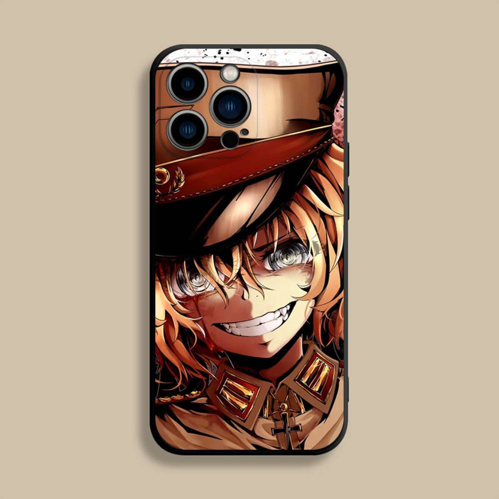 Чехол для телефона с аниме Y-Youjo S-Senki для iPhone 17,16,15,14,13,12,Pro,Max,Plus,E,SE4,Air,Mini Черный Мягкий чехол
