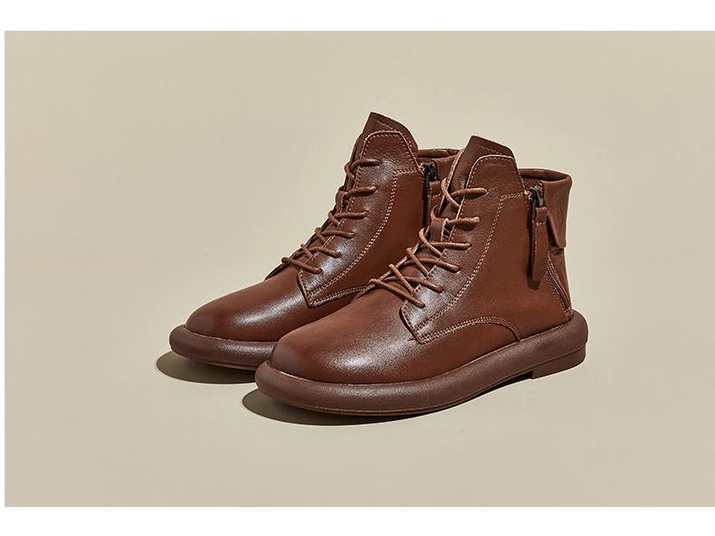 Винтажные женские ботинки Мартин из кожи на осень 2025 года с двумя молниями - корейский стиль, повседневная обувь на плоской подошве