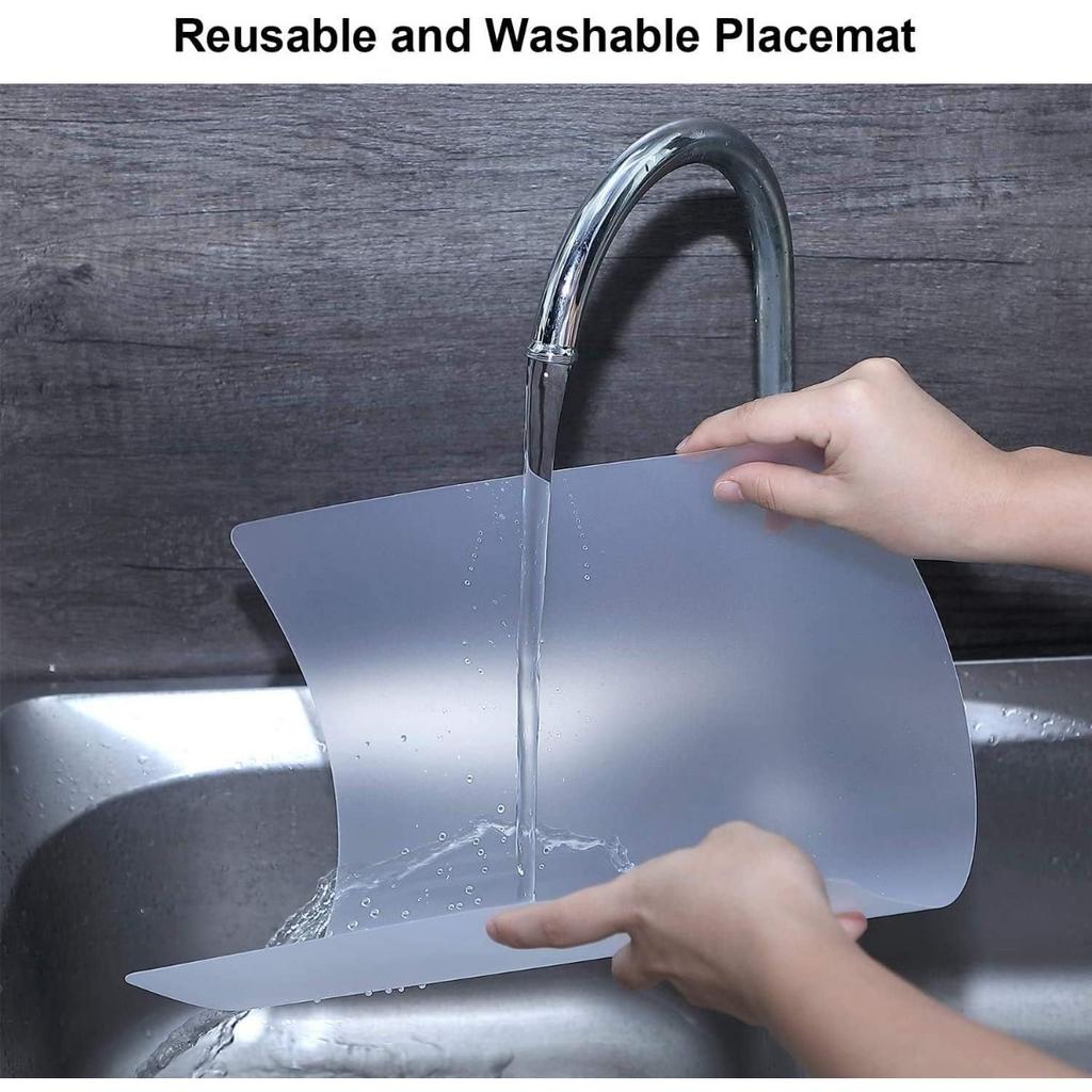 4Pcs Clear Place Mats,Translucent Plastic Placemats Set for Dining Table, Keeps Table or Desktop Cloth Cleaner, Washable, Heat Resistant, Non-Slip