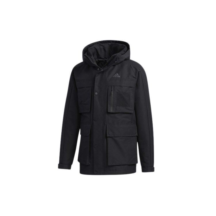 Adidas Down Jackets Men's Black Hooded Moderate 3 In 1 Down Jacket GP2916