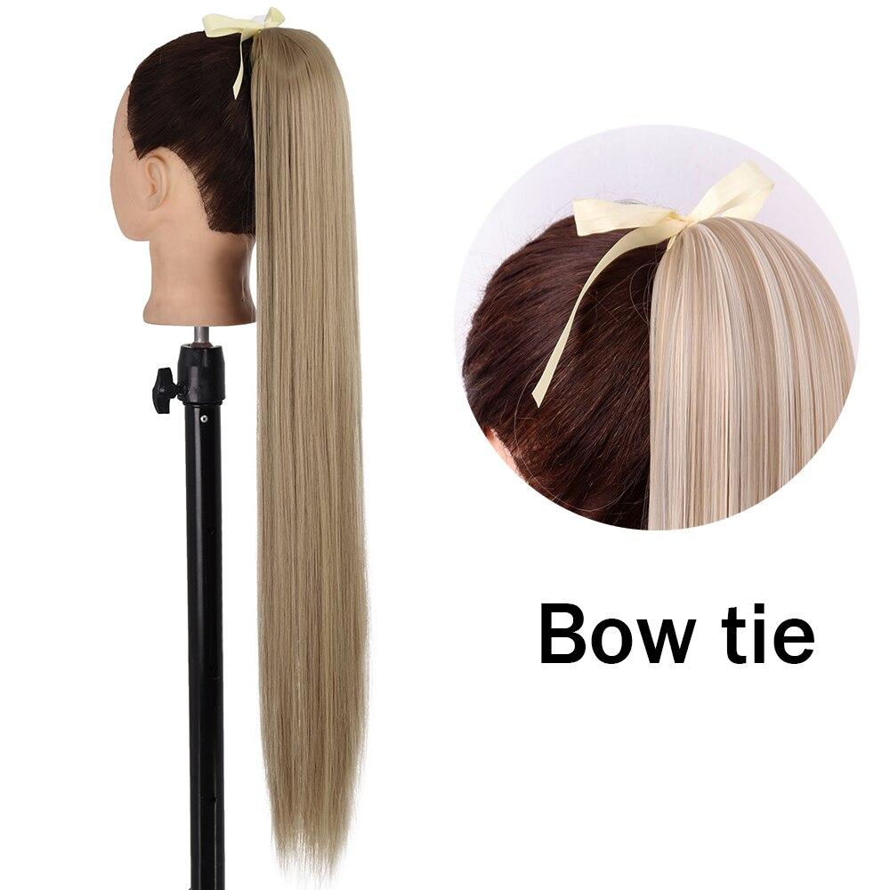 XINRAN Женский супер длинный прямой парик с хвостиком, красочный галстук-бабочка на липучке, наращивание волос с конским хвостом, синтетический термостойкий конский хвост