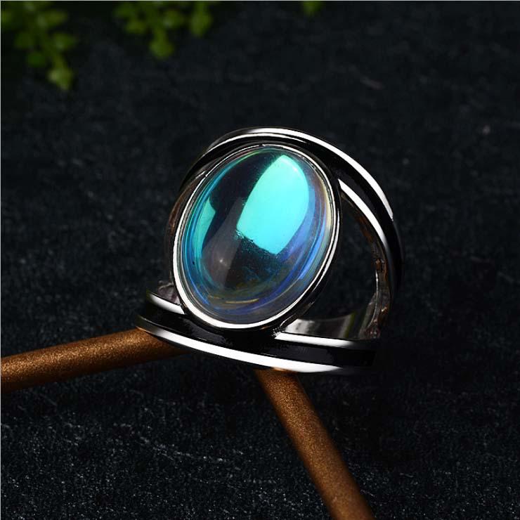 Кольцо Hecheng Wish Colorful Moonstone Ring — европейский и американский стиль с имитацией тайского серебра для женщин