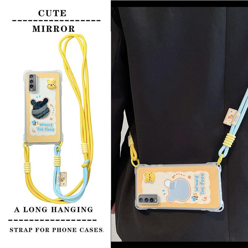KEYSION Чехол для телефона с ремешком через плечо для VIVO Y20 Y20sG Y20i Милый мультяшный длинный шнурок Зеркальная противоударная крышка для VIVO Y12S