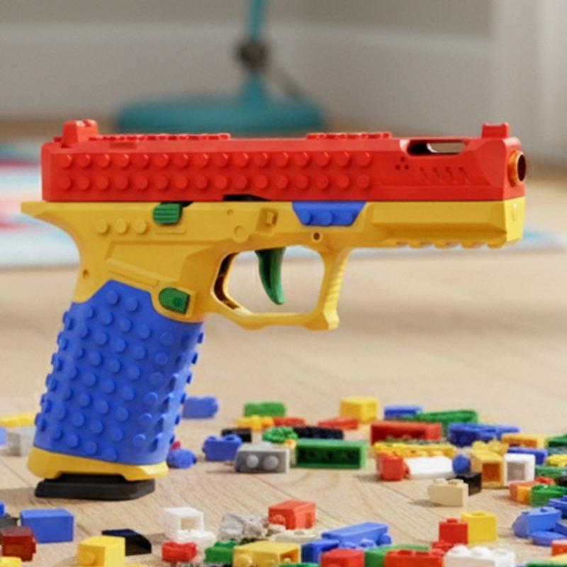 SIG17 Игрушечный пистолет из строительных блоков Автоматическая стрельба Выбрасывает гильзы Отдача Мягкие пули Пистолет Для уличных военных игр Для мальчиков и взрослых Подарок