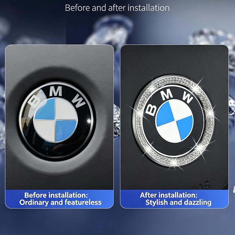 Bling Rhinestone Ring for BMW Car Start Button Sticker Steering Wheel Decor Diamond Trim Interior Protective Cover Auto Accessor SK8