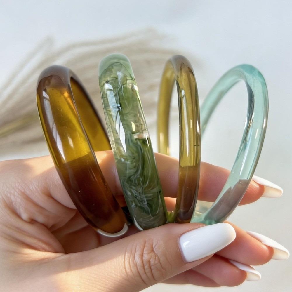 3/4 Pcs Smudged Thin Resin Bracelet Set Marble Pattern Cuff Bracelet Set New Round Bangles Gifts