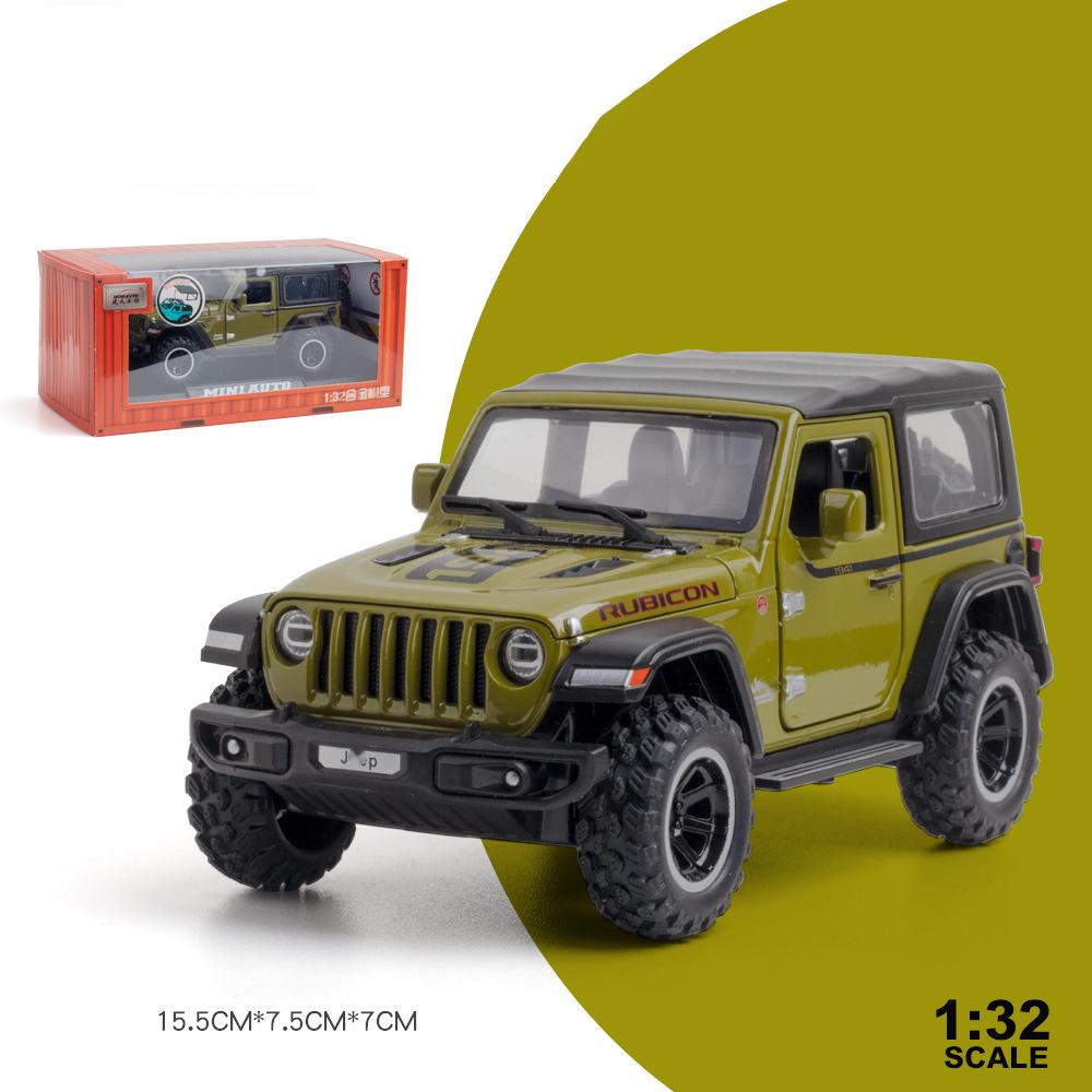 1/32 Jeeps Wrangler Rubicon 1941 Внедорожные литые легкосплавные автомобили и игрушечные транспортные средства Модель автомобиля Звуковые и световые игрушки для детей Подарки