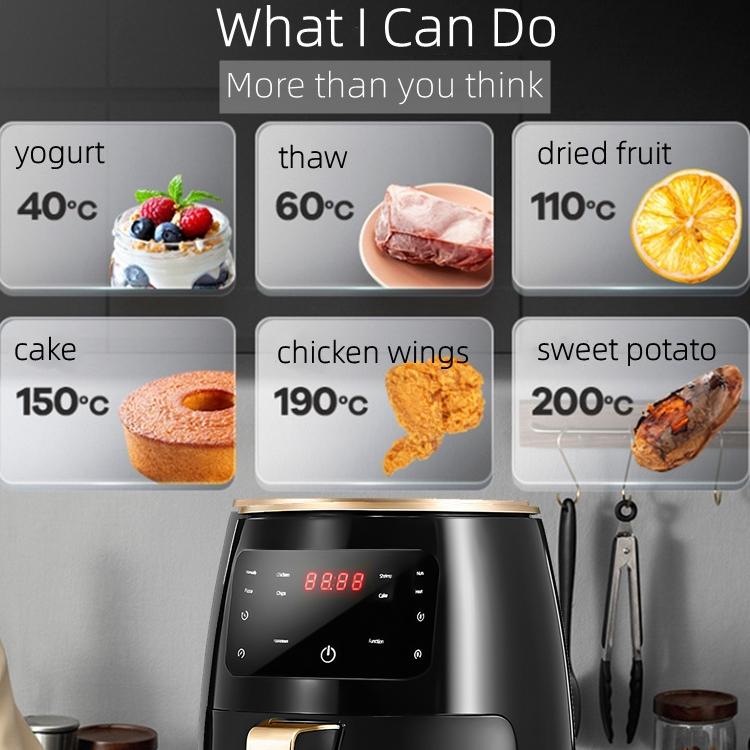 4,5 л, 1400 Вт, безмасляная фритюрница, фритюрница для здоровья, мультисенсорная фритюрница со светодиодной подсветкой без масла, аэрофритюрница, курица, картофель фри, пицца