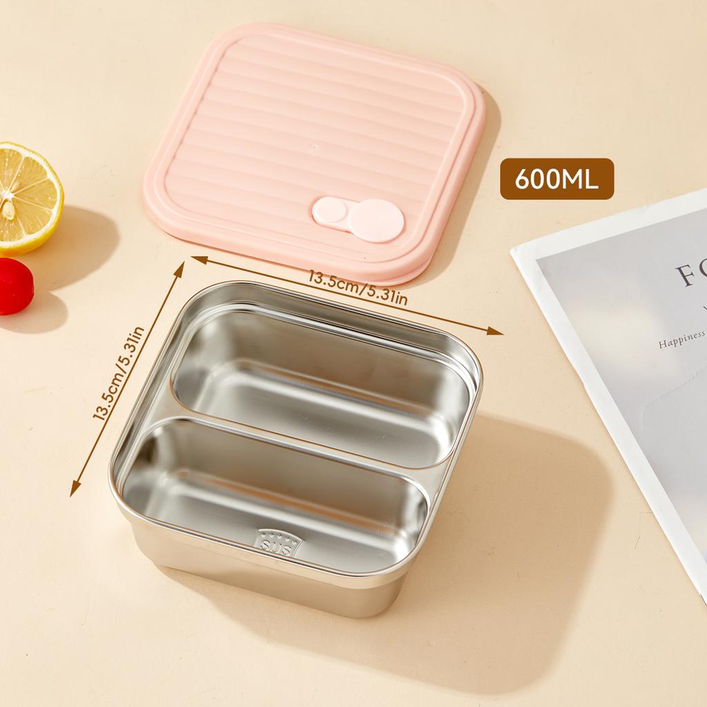 304 Stainless Steel Bento Box With Lid Portable Sealed Divided Lunch Box For Kids Student School Fruit Salad Lunch Container