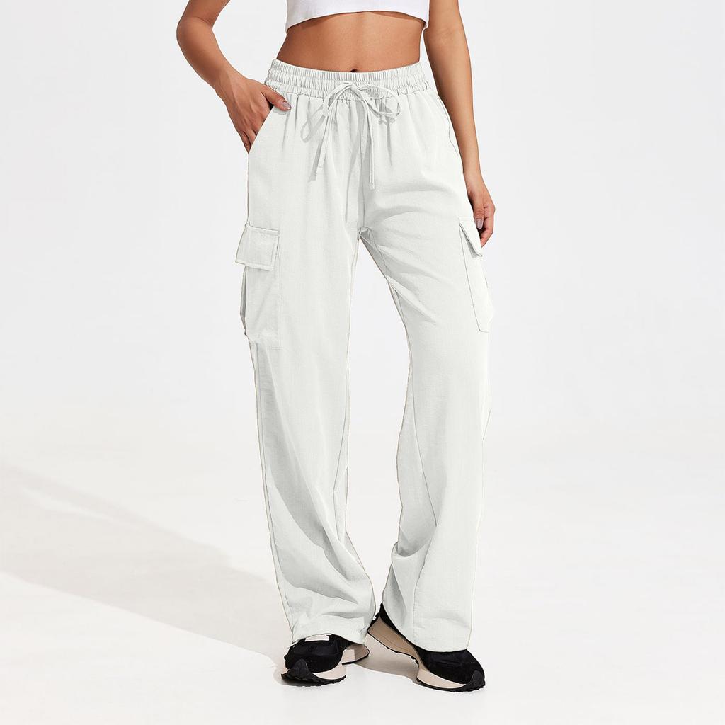 Women's Casual Sports Multi-pocket High Waist Sweatpants Loose Fashion Trousers