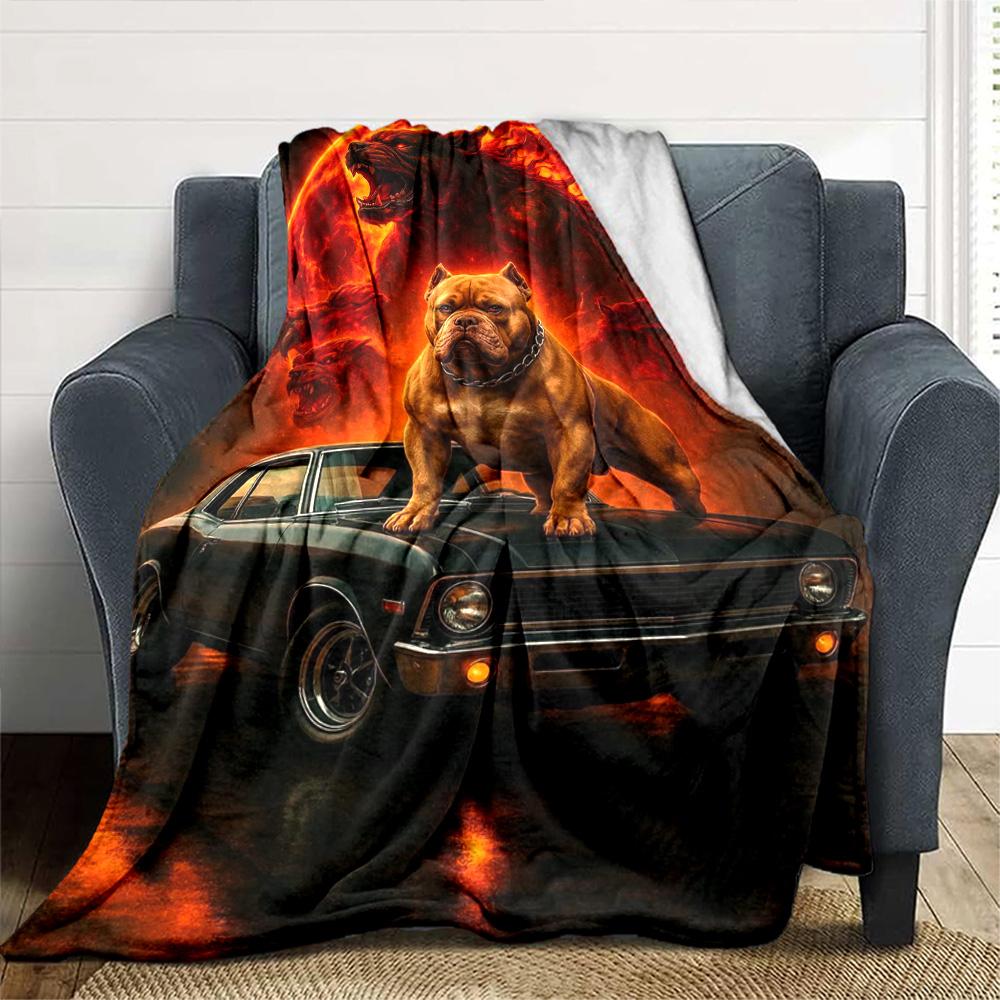 Bull Terrier Print Flannel Blanket High Quality Warm Comfortable Cover for All Seasons Perfect for Gifts Home Decor