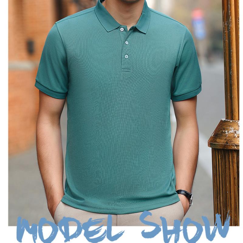 Summer Men's Short-sleeved Polo Shirt, Simple Business Casual Solid Color Lapel T-shirt, Ice Silk, Breathable and Versatile