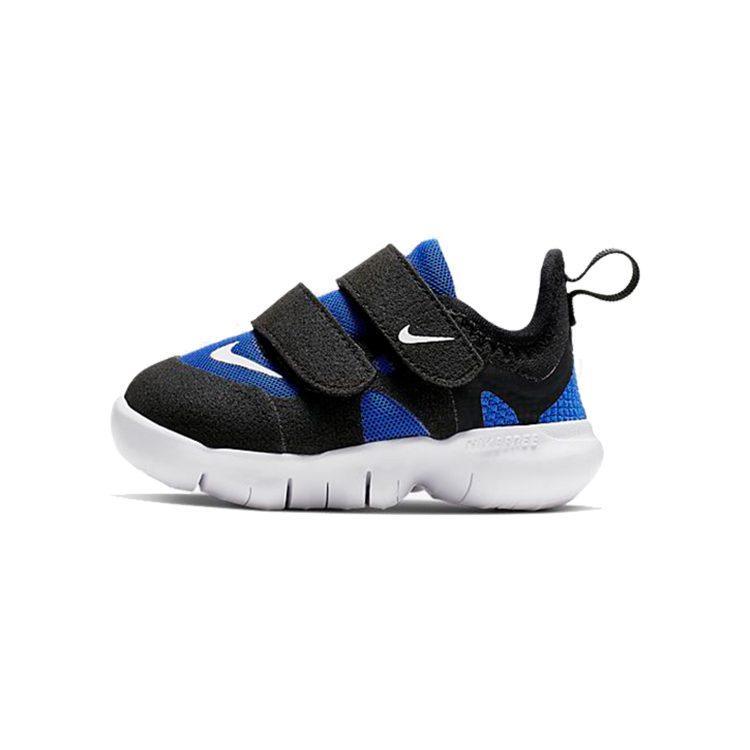 Nike Бесплатные низкие беговые кроссовки RN 5.0 Черно-синие для младенцев и малышей AR4146-402