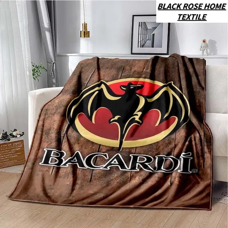 Fashionable Art Print Bacardi Rum Logo Blanket Family Bedroom Bed Sheet Outdoor Car Travel Camping Picnic Plush Sleeping Blanket