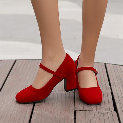 Женские туфли-лодочки Мэри Джейн с круглым носком на высоком каблуке и пряжкой, перчатки-туфли в сдержанном стиле, женская модная обувь, весенне-осенний цвет, черный 43