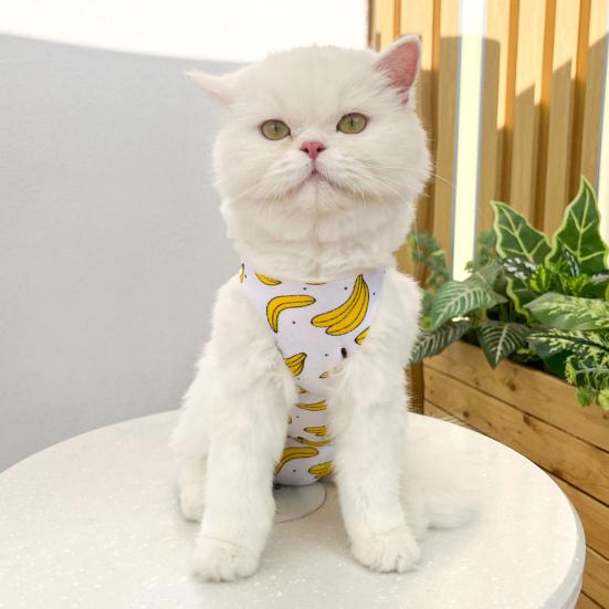 Костюм для стерилизации кошек, одежда для восстановления с фруктовым принтом, комбинезон с защитой от лизания после операции, регулируемый ремень, мягкая дышащая одежда для послеоперационного ухода